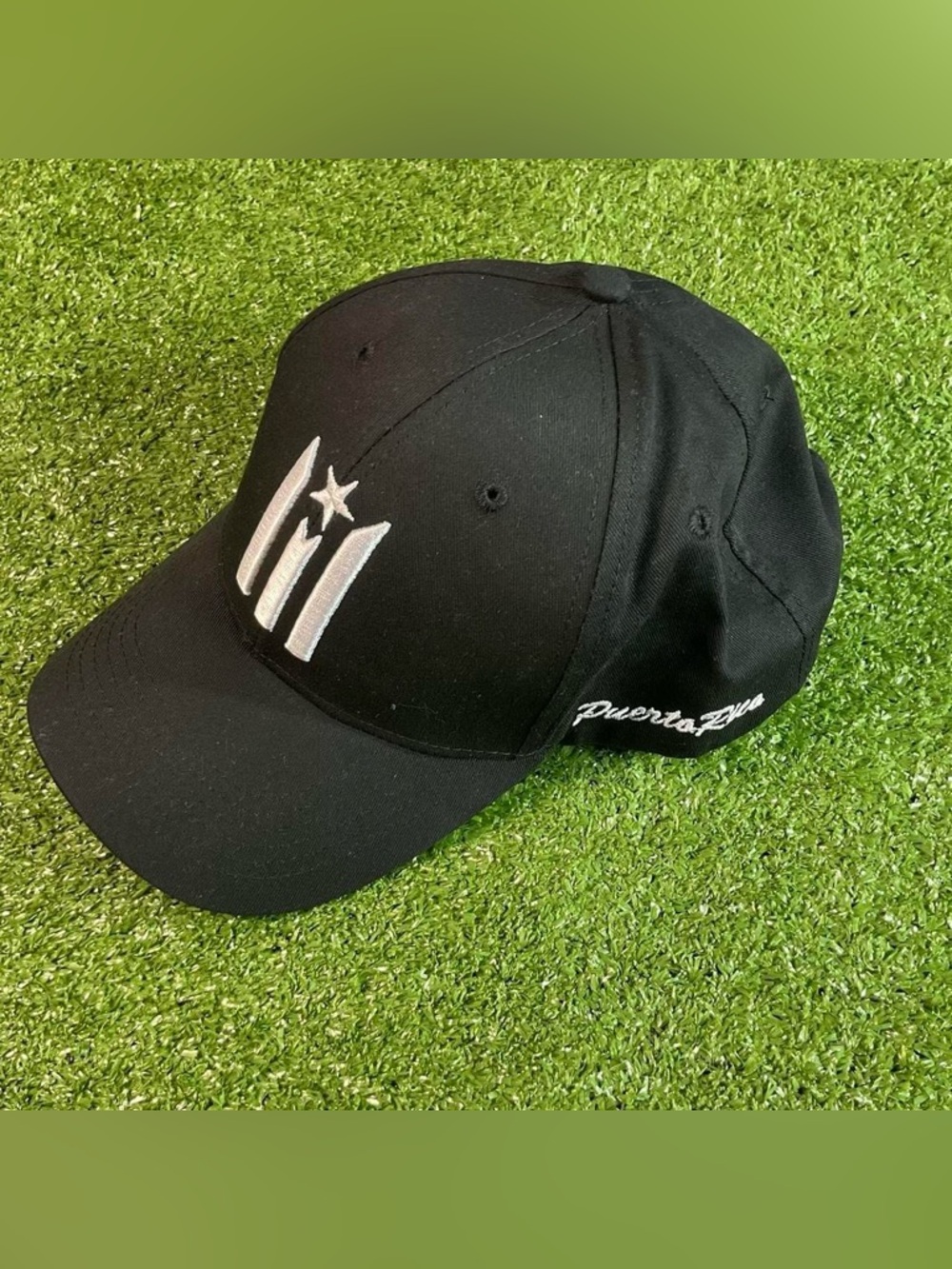 Black Puerto Rico Flag Adjustable Hat